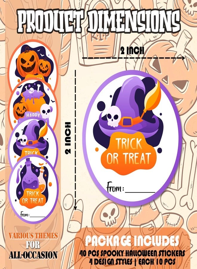 Kqfdr Happy Halloween Round Stickers, 40 Pcs Trick or Treat Name Label for Gift Wrapping, Self-Adhesive Round Seal Labels for Party Favors Marking -A05 - Image 2